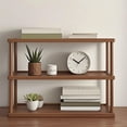 thumbnail image 2 of 3 Tier Wooden Shelf Bookcase Modern Open Bookshelf Bamboos Shoe Rack Storage Rack Multifunctional Display Stand For Living Room Bedroom Office Brown Wood W-792 Brown, 2 of 6