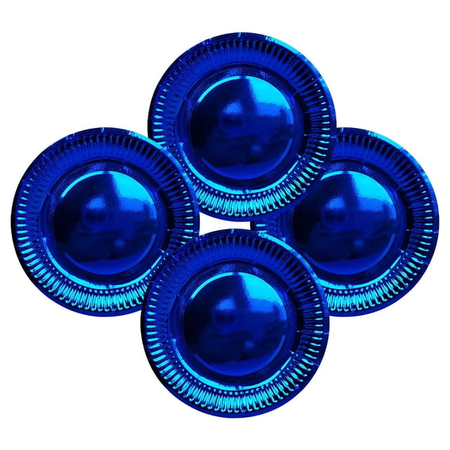 Rack 1 10PCS Disposable 7 Inch Blue And Gold Foil Paper Plates For Border Party Gatherings Decorative Paper Plates