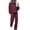 Red, variant on Women's Solid Color Hooded Sweatsuit Set, Soft Pullover with Pocket and Elastic Waist Jogger Pants, 2-Piece Casual Sportswear Outfit for Fall Winter Season - Light Ashy