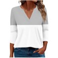 thumbnail image 1 of Birdeem Blouses pour Femmes Mode pour Femmes T-Shirt Imprimé Manches 3/4 Blouse Col en V Hauts Décontractés, 1 of 1