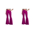 thumbnail image 2 of Decodeary Pantalon Confortable Taille Haute Léger Extensible Bas Cloche Violet m 2Set, 2 of 6