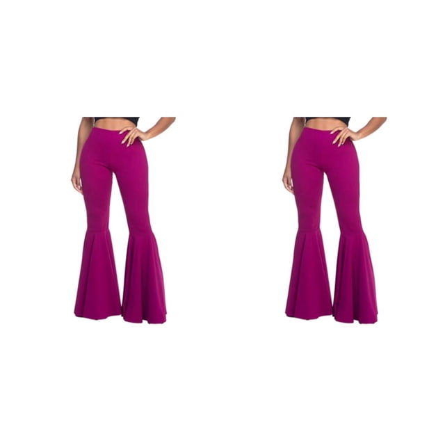 Maytalsory Pantalon à Grand Application Taille Haute à Pattes d'Éléphant Extensible Léger Confortable Violet 3TG 2Ensemble
