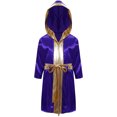 thumbnail image 1 of Yeahdor Enfants Garçons Robe de Boxe Art Martial Muay Thaï Uniforme Manches Longues Coup de Pied Boxe Robe à Capuche Ensembles Violet 14, 1 of 7
