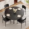 47.3 Inch Round Dining Table for 4-6, Modern Farmhouse Kitchen Table with Metal Legs and Storage Shelf, Wood Top Compact Dining Table for Apartment and Living Room,Black