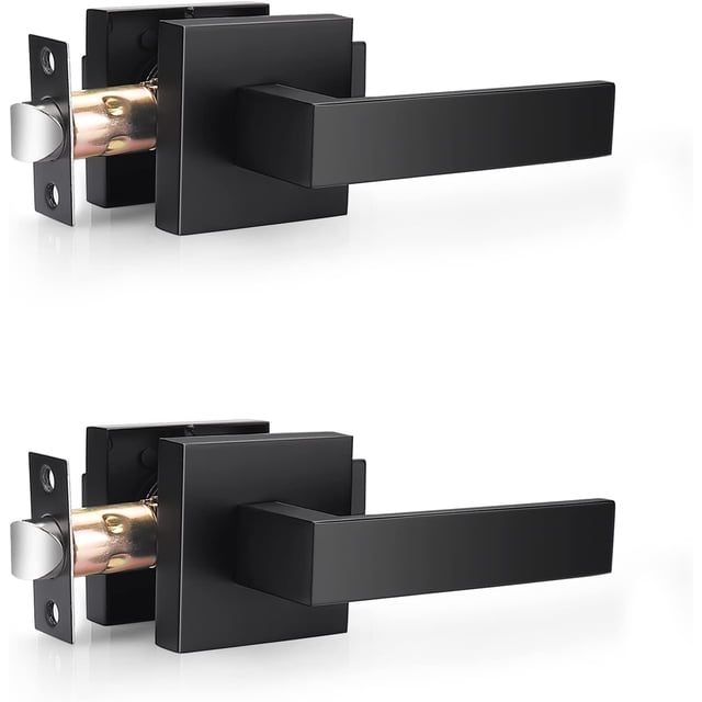 Matte Passage Door Levers Square Hall Closet Door Handles Heavy Duty Interior NonLocking Lever Sets Reversible for Right/Left Handed Door