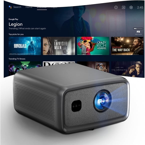 BOSS S8A Projector 4K, Projecteur Portable 7000 Lumens avec Stockage Intelligent Android 12 et 128 Go, Écran 300”, Wi‐Fi Bluetooth, HDMI USB LAN, Projecteur 4K pour la Maison, le Bureau et l'Extérieur