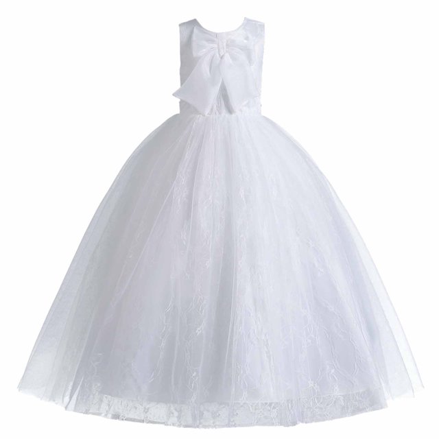 Birdeem Robe Sans Manches en Dentelle avec Nœud en Maille pour Filles Bébés d'Âge Moyen Robe Princesse