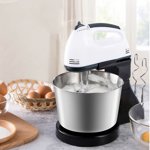 ABPWLY Electric Hand Mixer 1.7L Capacity 7-Speed Dough Maker for Baking Whisking Eggs Cream Milk Shake 150W Power White