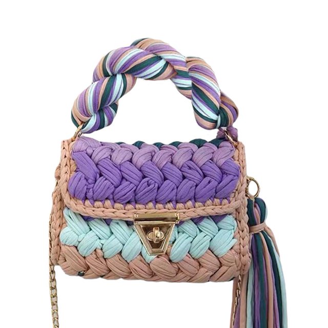 RYGRZJ Sac à Main Mode Coloré Crochet pour Femmes Épaule Épaisse à Franges I0M9 Sac Tissé