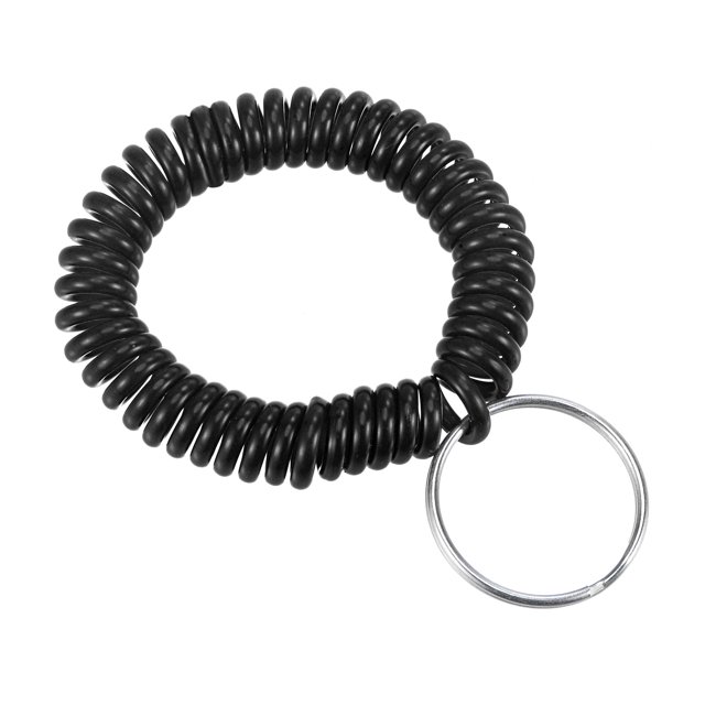 Unique Bargains Porte-Clés Spirale Extensible en Plastique, Noir 5 Pack