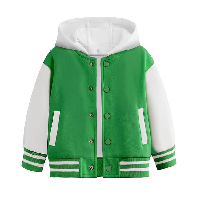 WEIYLL Hauts Garçon Automne Printemps Manches Longues à Capuche Baseball Vert pour 9-10 Ans