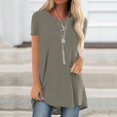 thumbnail image 1 of TIMIFIS T-Shirt à Manches Courtes à Col en V Imprimé Floral pour Femme, Tunique Décontractée Fluide Plissée, Hauts Blouse, 1 of 7