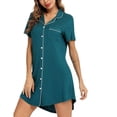 thumbnail image 4 of Kcodviy Chemise de Nuit Pyjama pour Femmes Chemises de Nuit pour Femmes Manches Courtes/longues Boutonnée Chemise de Nuit Boutonnée Haut de Nuit Style Boyfriend Coton Vêtements de Nuit pour Femmes Chemises Nuisette, 4 of 5
