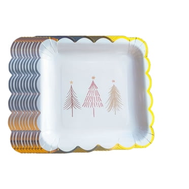 Lksixu Christmas Decorations Paper Plates Paper Plates Christmas Disposable Cutlery Xmas Decor for Holiday Party Wedding
