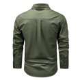 thumbnail image 3 of RXIRUCGD Chemises pour Hommes Décontractées Unies à Col Rabattu, Multiples Poches, Boutons, Cardigan à Manches Longues, Vert Armée, Taille : 5TG, 3 of 5