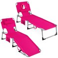 thumbnail image 1 of Costway Lot de 2 Chaises Longues de Plage d'Extérieur Pliantes avec Coussin Rose, 1 of 9