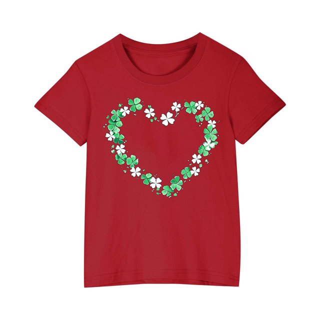 FAIWAD Hauts pour Enfants pour la Saint-Patrick Manches Courtes Col Rond Ample Confortable Chandail Garçons Filles T-Shirts Imprimés Mignons