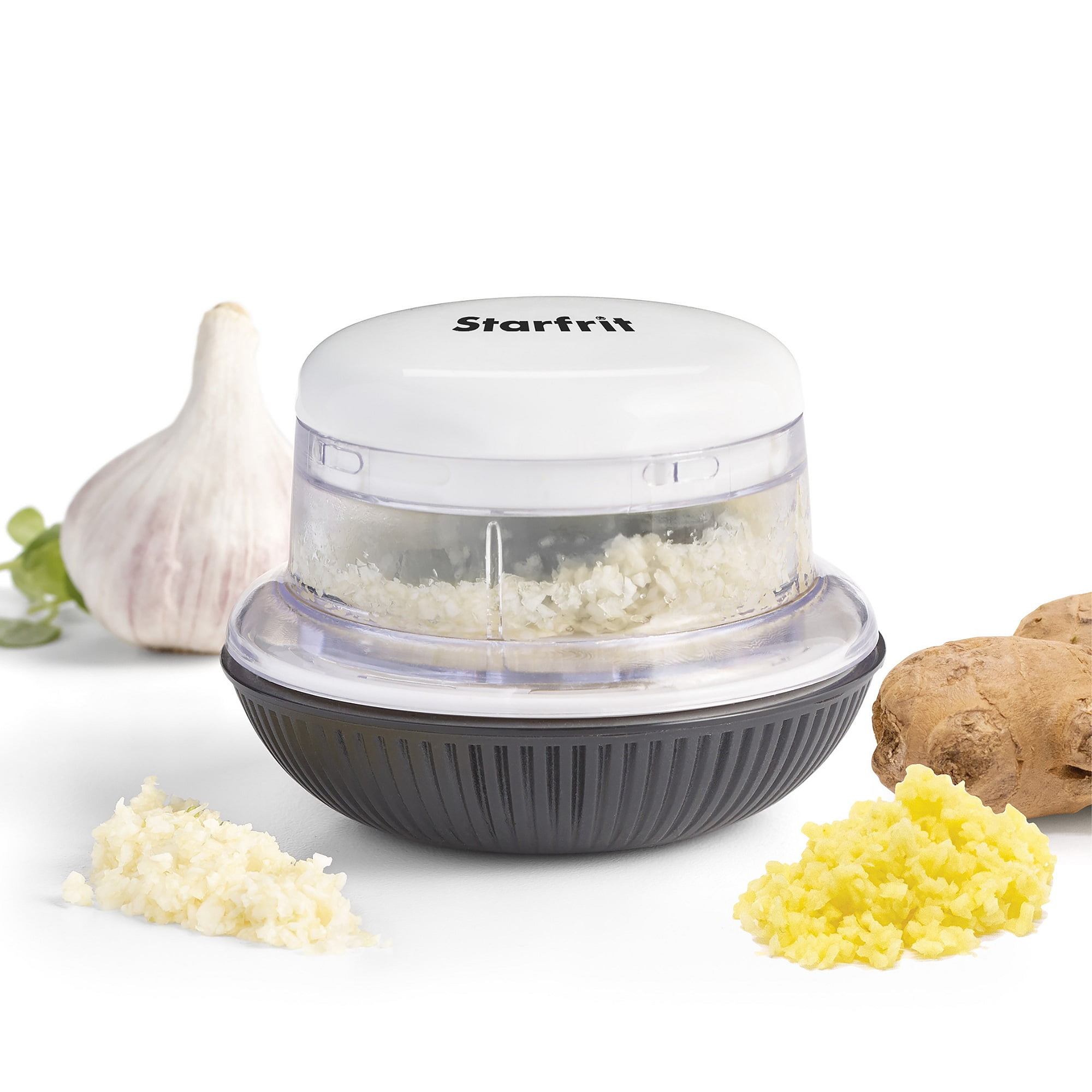 Starfrit Mini Hachoir à Base Rotative, Lames Doubles En Acier Inoxydable, Base Antidérapante, Ergonomique, Va Au Lave-Vaisselle, Idéal Pour Ail, Herbes, Noix