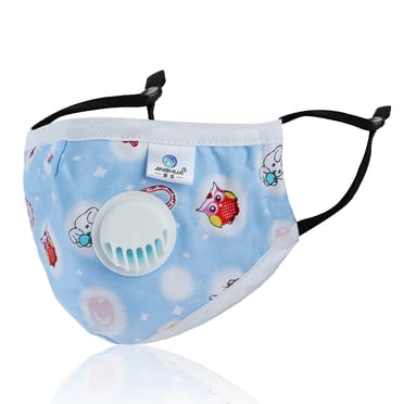 2 Pcs Adjustable Children Anti-Dust 5 Layer Breathable Face Mask with Breathing Valve & 4 Filter Pads