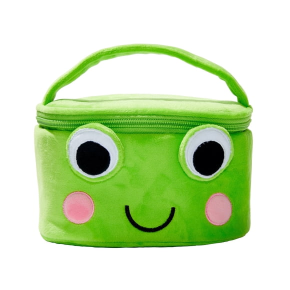 Claire's Étui pour Cosmétiques et Accessoires Duveteux Vert Frog, avec Fermeture Éclair et Poignée