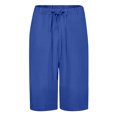 thumbnail image 3 of AherBiu Womens Shorts Casual High Waisted Drawstring Relaxed Fitted Short Summer Knee Length Shorts, 3 of 4