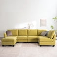 thumbnail image 3 of 124" Modular Sectional Sofa, U-Shaped 6 Seater Sectional Sofa with Storage Ottoman & USB Ports,Yellow, 3 of 9