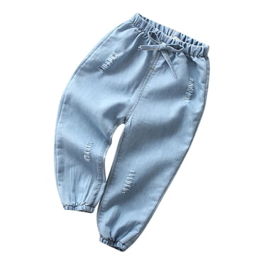 AherBiu Boys Jean Full Length Casual Elastic Waist Toddler Pants Stretch Comfy Infant Denim Baby Clothes