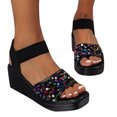 thumbnail image 4 of Cameland Spring And Summer New Fish Mouth Glitter Beach Thick Bottom Elastic Set Foot With Wedge Sandals Sandals For Women, 4 of 4
