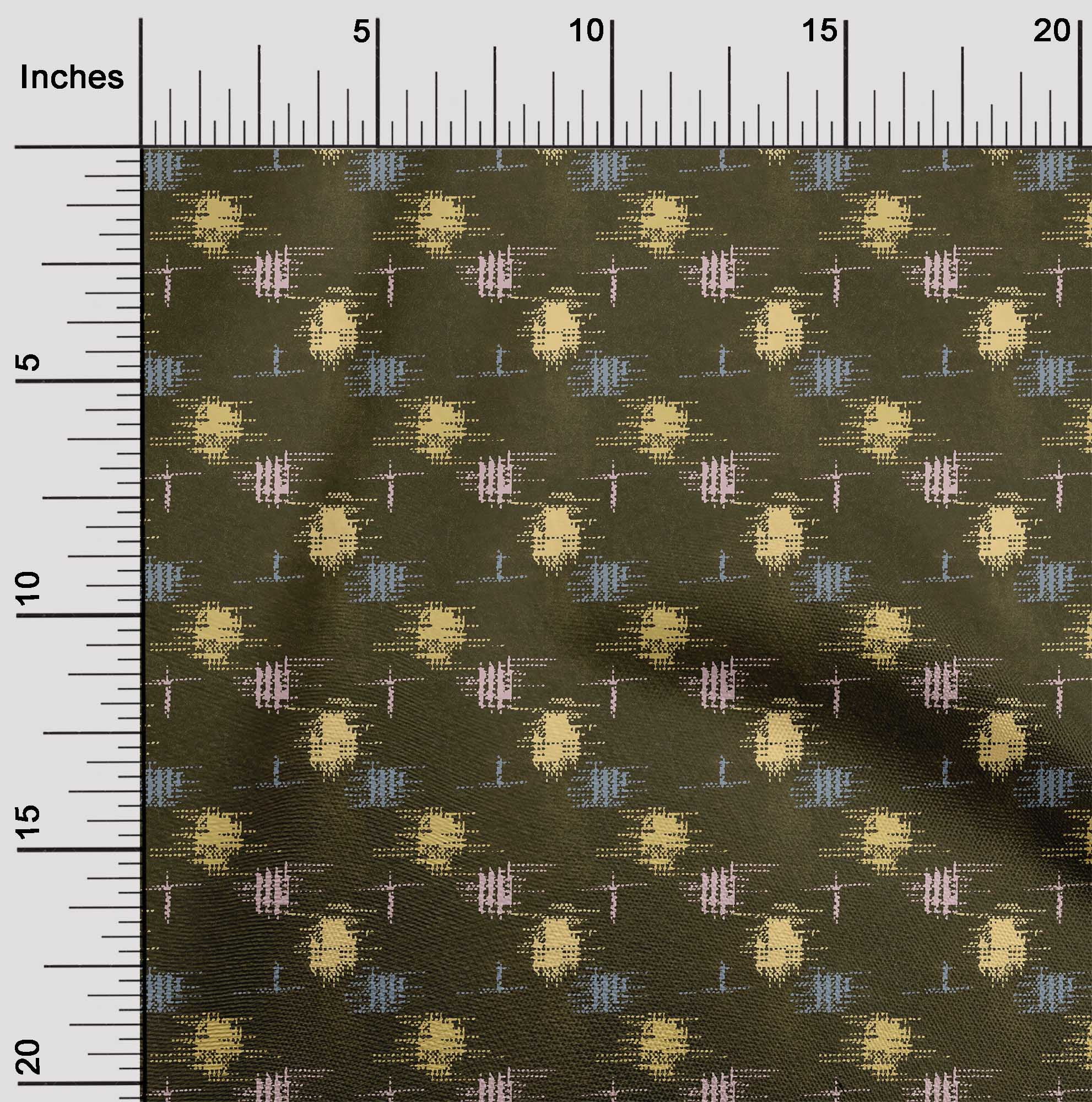 oneOone Georgette Viscose Fabric Ikat Style Kasuri Printed Fabric 1 Yard 42 Inch Wide