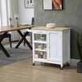 thumbnail image 2 of HOMCOM Kitchen Cart on Wheels with Embossed Door Panel, Drawer, White, 2 of 10