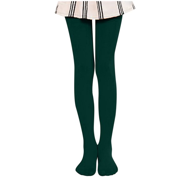 Girls Tights for Dance Ultra Soft Elastic Footed Tights Toddler Girls Warm Stockings Lightweight Stretch Students School Cotton Tights Green-1 12-13T
