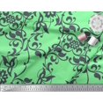 thumbnail image 3 of Soimoi Poly Georgette Fabric Leaves & Filigree Damask Print Sewing Fabric Yard 52 Inch Wide, 3 of 3