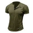 thumbnail image 1 of Dvkptbk Hommes Manches Courtes Uni Décontracté Mode Col Rond Chandail Boutons T-Shirt Blouse en Liquidation, 1 of 4