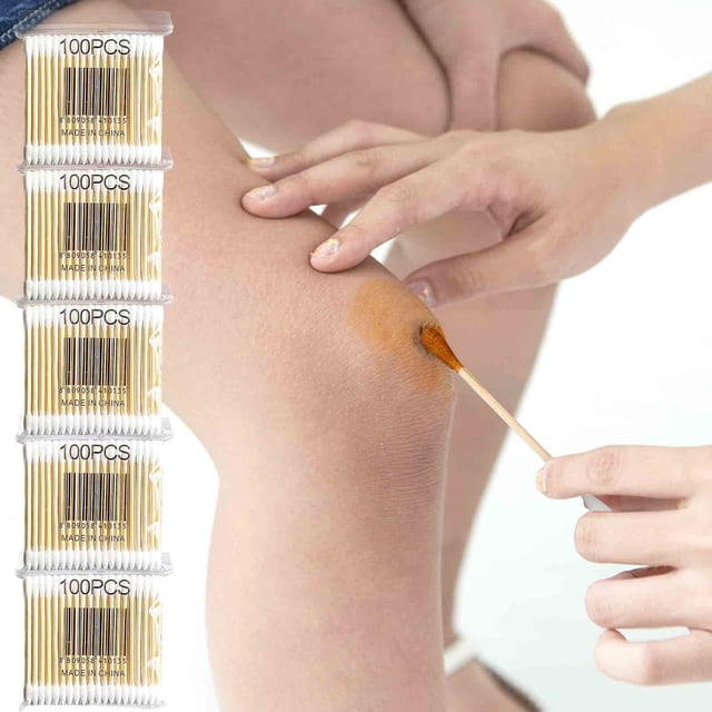 100 Soft Bag Wood Stick Double Swab Sanitary Swab