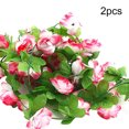 thumbnail image 1 of stanreset 2Pcs Artficial Rose Rattan Hanging Vine Fake Plant Home Wedding Party Decor pink edge 1Set, 1 of 6