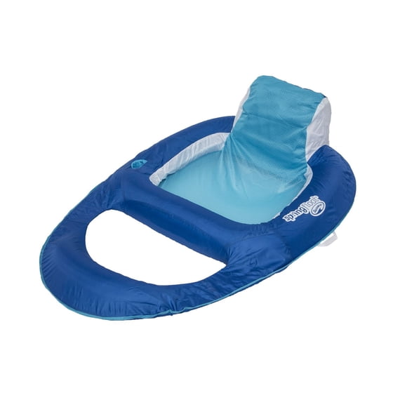 SwimWays Spring Float Recliner - Swim Lounger for Pool or Lake - Dark Blue/Light Blue