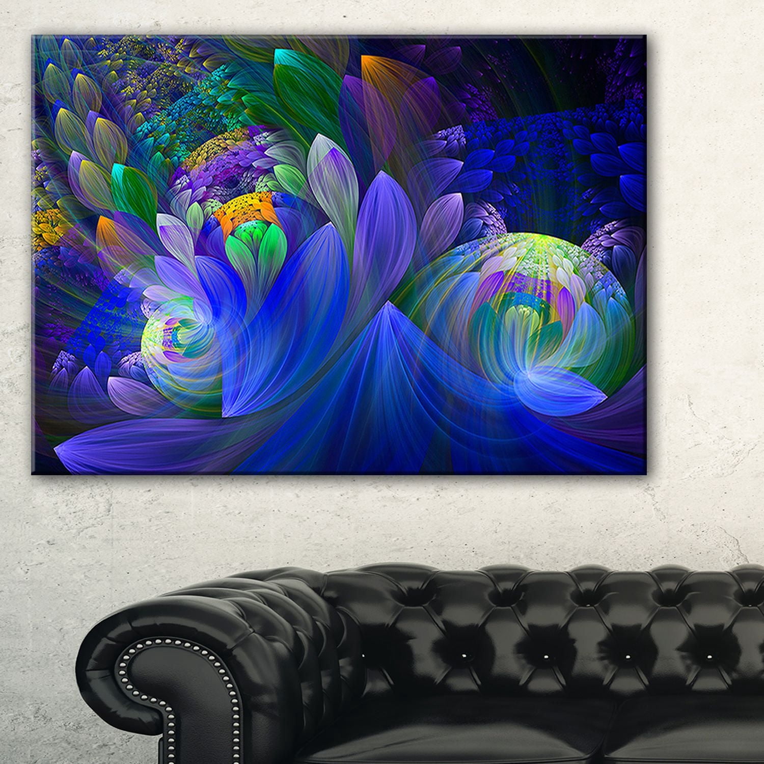 Tableau sur toile imprimée Design Art Bouquet de fleurs bleus Abstrait