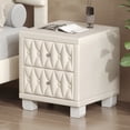 thumbnail image 1 of Euroco Velvet Nightstand with 2 Drawers and Crystal Handle, Storage Bedside Table with Button-Tufted, Beige, 1 of 9