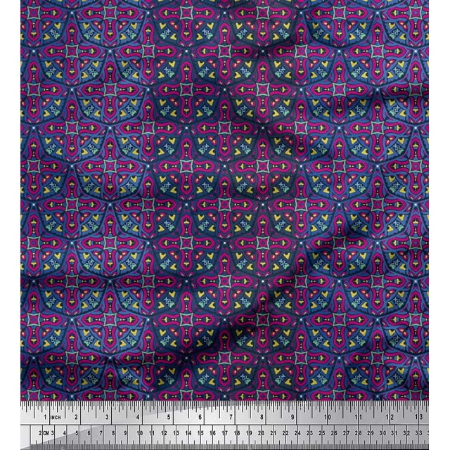 Soimoi Cotton Poplin Fabric Stripe & Moroccan Kaleidoscope Decor Fabric Printed Yard 42 Inch Wide