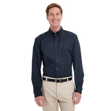 Harriton Men's Tall Foundation 100% Cotton Long-Sleeve Twill Shirt with Teflonâ„¢