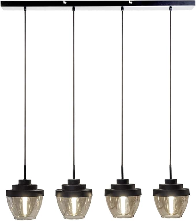 Bazz P17224BK Lampe Suspendue Led Quadruple, Dimmable, Réglable, Installation Facile, 59 Pouces, Noir
