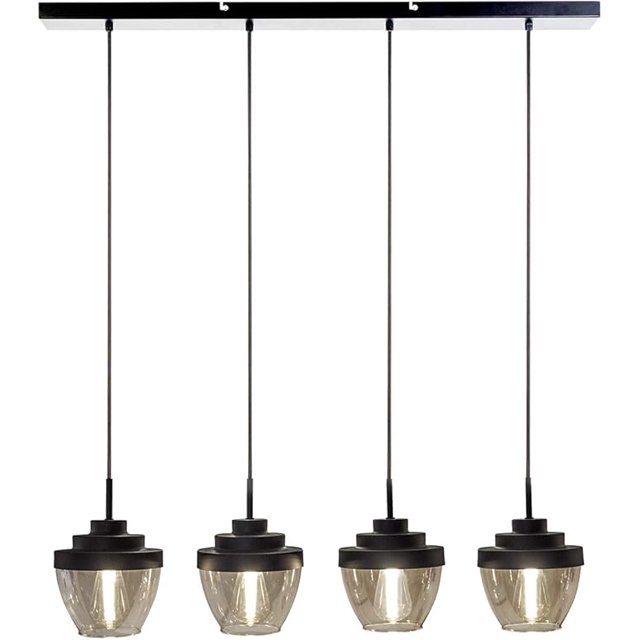 Bazz P17224BK Lampe Suspendue Led Quadruple, Dimmable, Réglable, Installation Facile, 59 Pouces, Noir