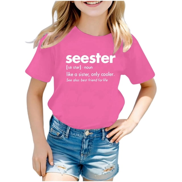 TZEWGL Summer Short Sleeve Letter Printed Tunic Tees For Child Clothes For Baby size 13-14T