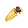 thumbnail image 3 of RYLOS Mens Rings 14K Yellow Gold Classic Design 7X5MM Oval Gemstone & Diamond  Smoky Quartz June Birthstone Ring Size 11, 3 of 6