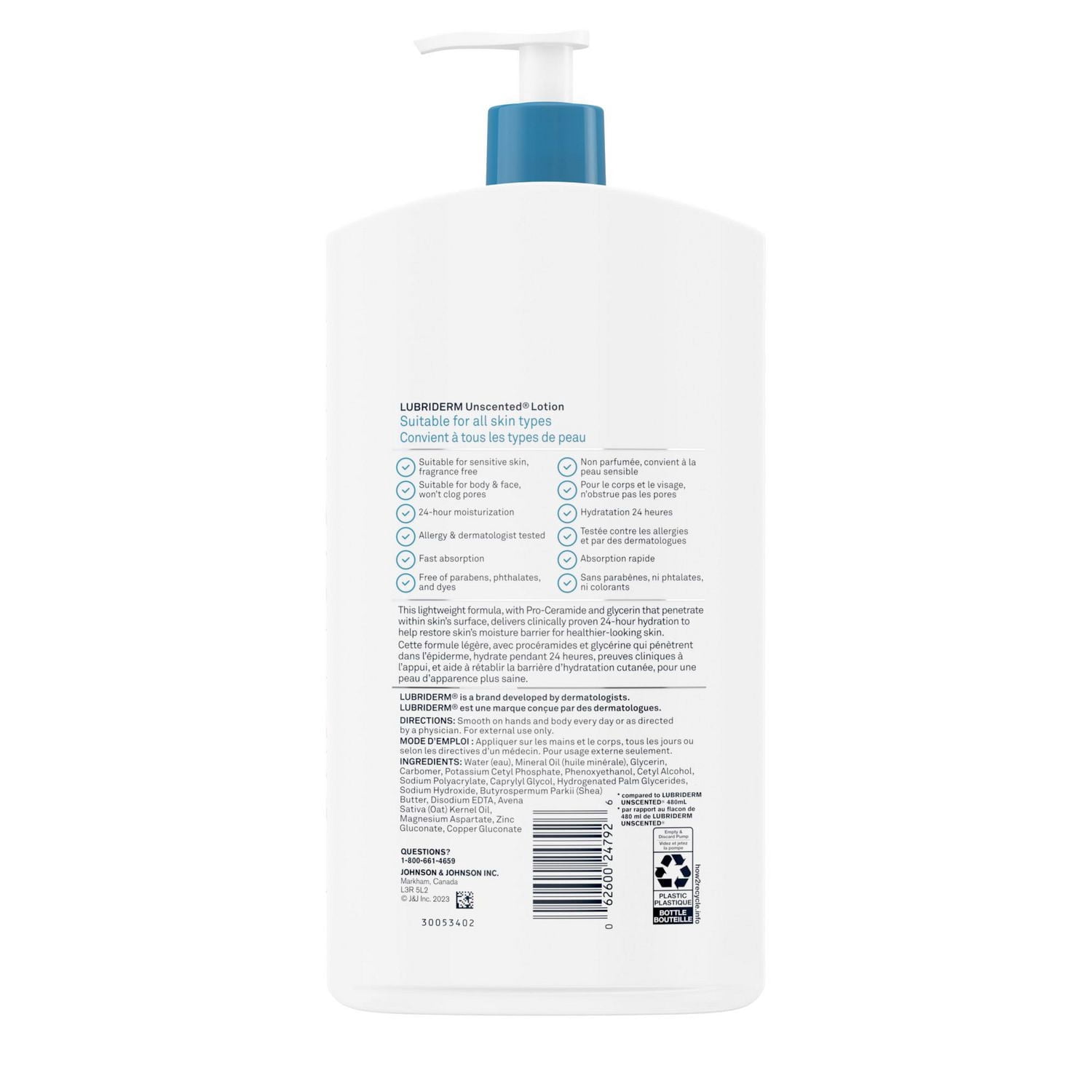 Lubriderm Unscented Lotion, Shea Butter and Glycerin, Dry Skin, Hand, Face Moisturizer, Fragrance Free