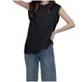 thumbnail image 1 of Timegard T-Shirts d'Été pour Femmes à Manches Cap, Col Ras du Cou, T-Shirts Athlétiques Décontractés Amples, Couleur Unie, 1 of 2