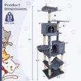 thumbnail image 3 of Gymax 80'' Tall Cat Tree w/2 Condos Sisal Scratching Posts Plush Perch Hammock Basket Dark Gray, 3 of 10