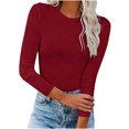 thumbnail image 1 of Qertyioot T-Shirt Blouse Basique Aguichant Moulante Extensible à Manches Longues pour Femme, Mode d'Automne, Hauts Unis, 1 of 7