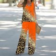 thumbnail image 2 of Mikilon Ensemble Stylé pour Femme 2 Pcs Décontracté Ample Débardeur Imprimé Pantalon Long Sans Manches Col Rond Haut/chemise Ensemble Orange-A TG, 2 of 5