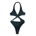 thumbnail image 1 of Women‘s Bikini Hollow Solid Color One-piece Summer Beach Swimmsuits White M, 1 of 6